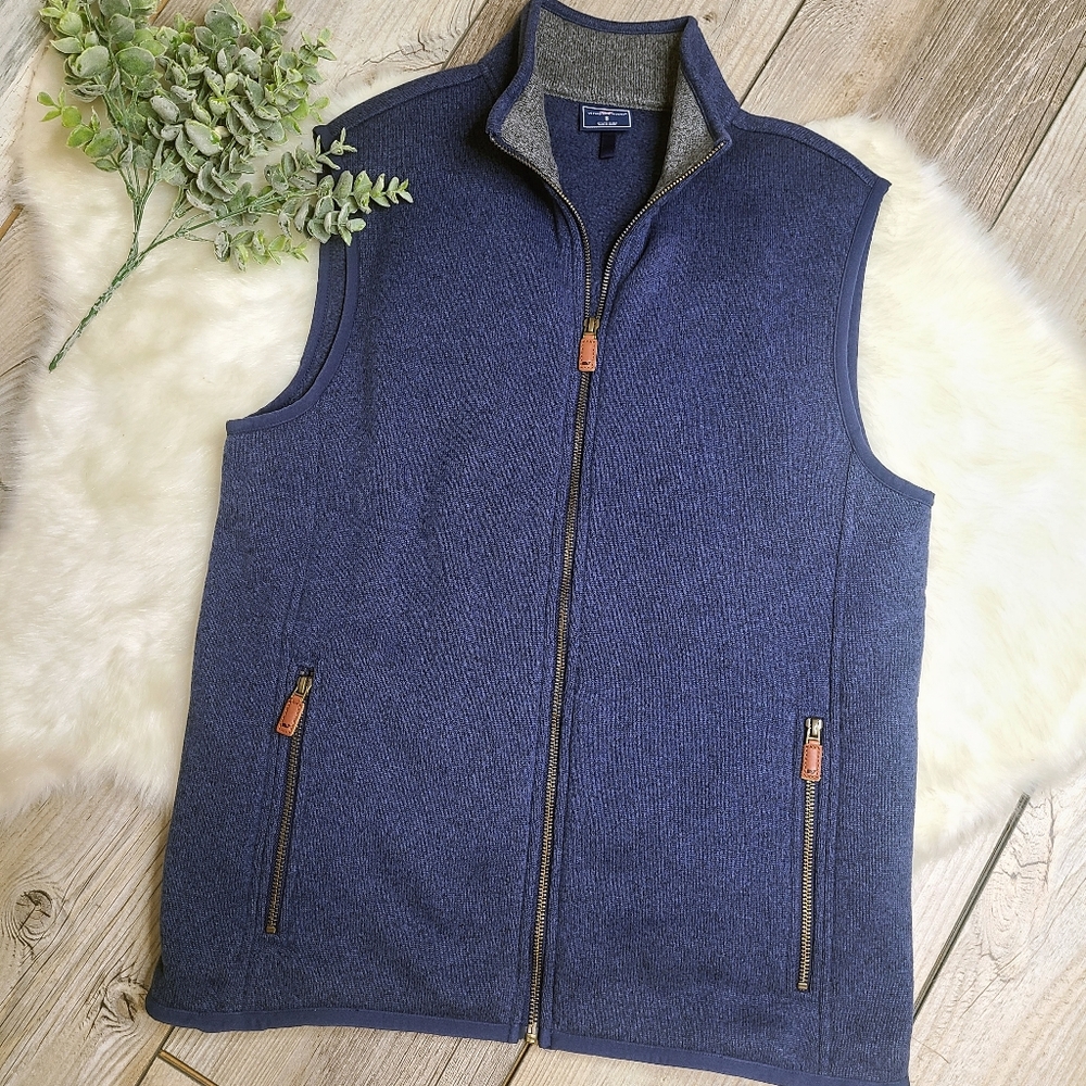Men's Vineyard Vines Navy Blue Sweater Fleece Vest - Picture 5 of 13